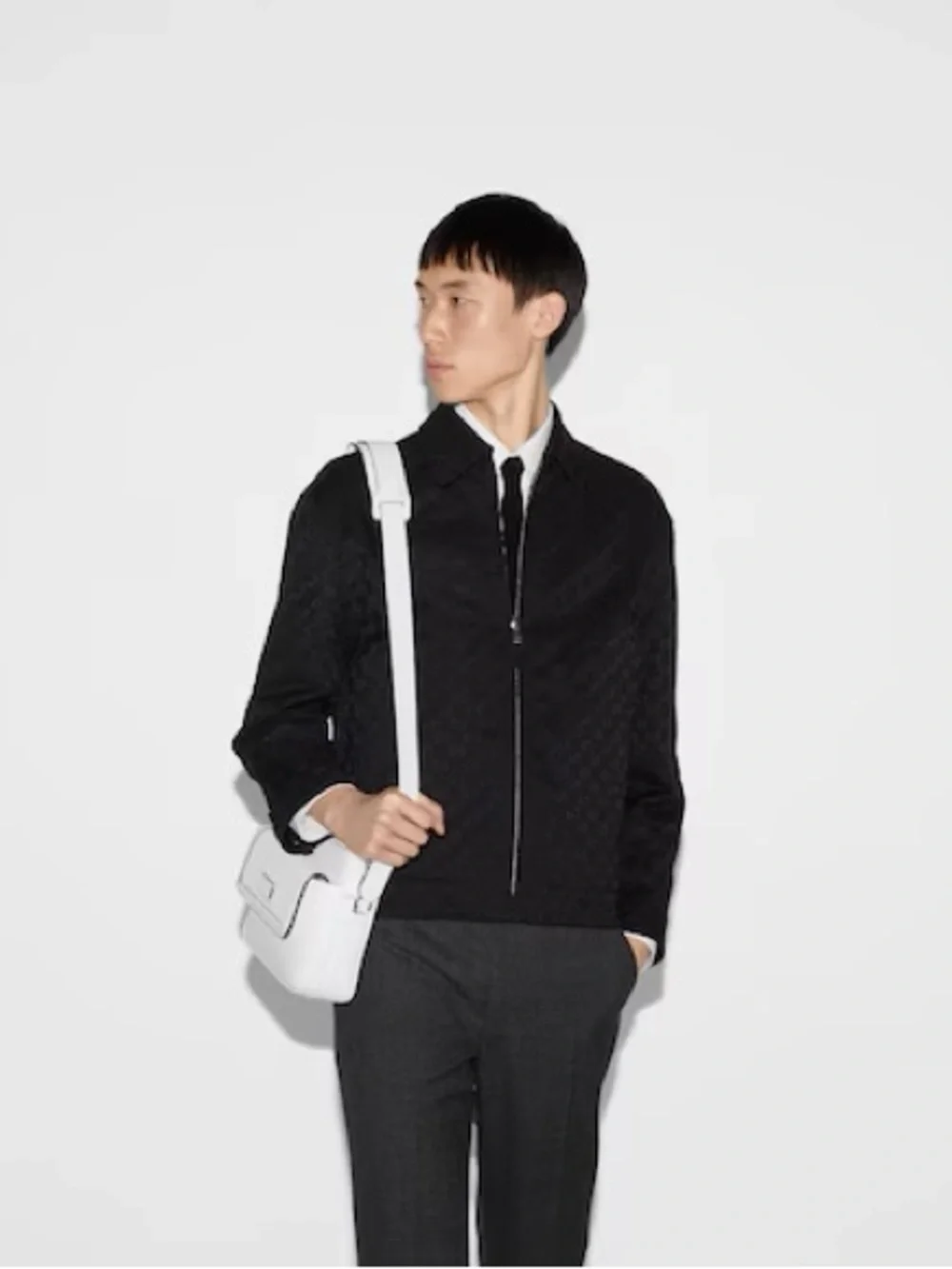 Reversible Gucci Black Canvas GG Jacquard and Nylon Zip-Front Jacket